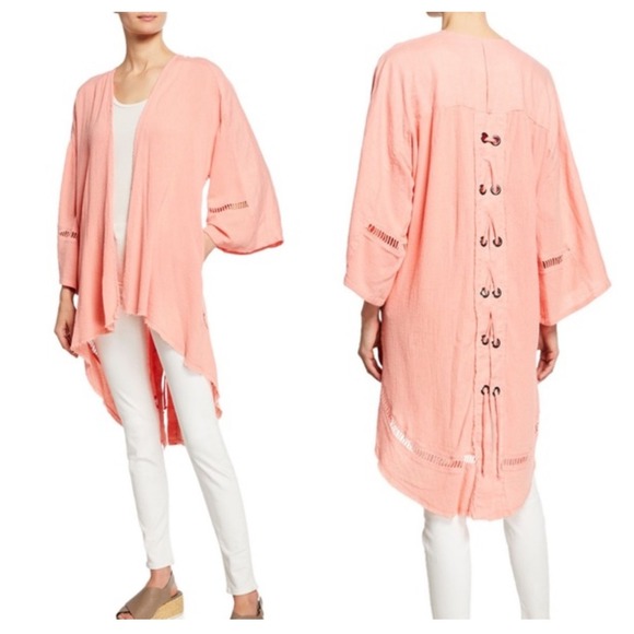 XCVI Jackets & Blazers - XCVI clementine orange oversized kimono jacket size medium lagenlook vacation